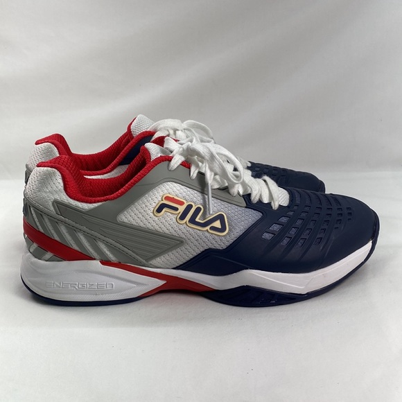 Fila Men's Axilus 2 Energized Tennis Shoes White and Navy - Picture 3 of 6